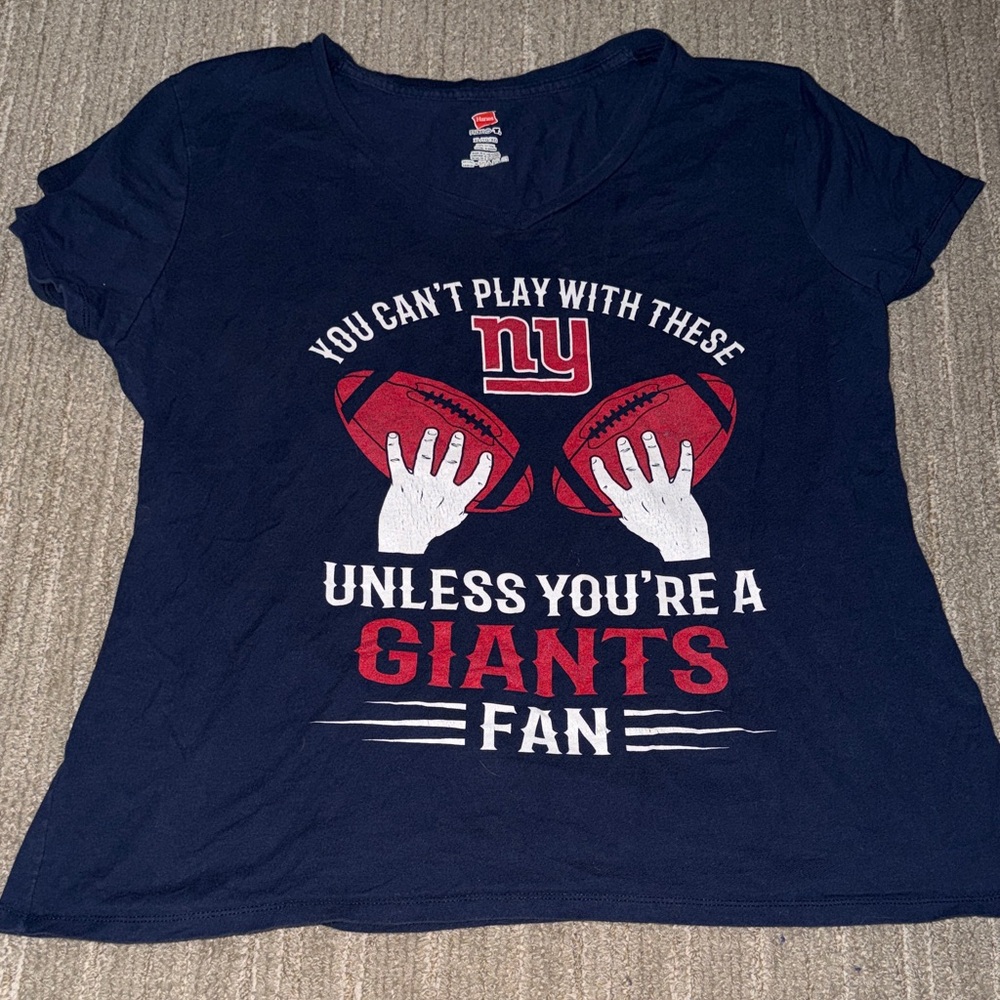 Hanes Women's Giants Fan Tee - Navy and Red